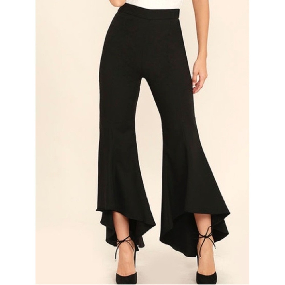 DO+BE Black Flare Tulip Hi Lo Pants size Small